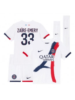 Paris Saint-Germain Warren Zaire-Emery #33 Replika Borta Kläder Barn 2025-26 Kortärmad (+ byxor)